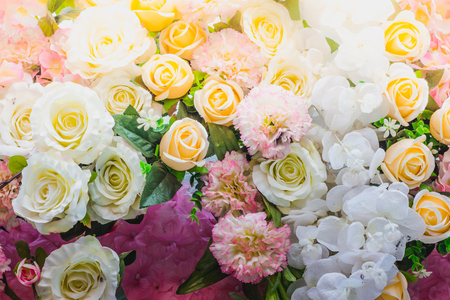 Beautiful flowers decorate the scene in The Festival temple fair, Thailandの写真素材