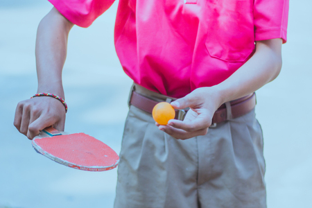 Students are playing table tennisの写真素材