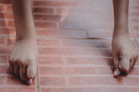 Wai Kru Muay Thai, High school student learning Thai Boxing.の写真素材