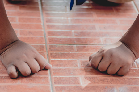 Wai Kru Muay Thai, High school student learning Thai Boxing.の写真素材