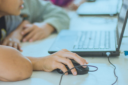 Primary Students are learning by computer.の写真素材