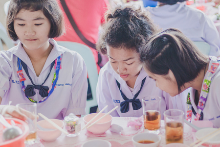 KANCHANABURI THAILAND - MARCH 23 :  Wat Krangthong school provides graduation ceremonies to graduates on March 23,2018 at Wat Krang Thong school in Kanchanaburi, Thailandのeditorial素材
