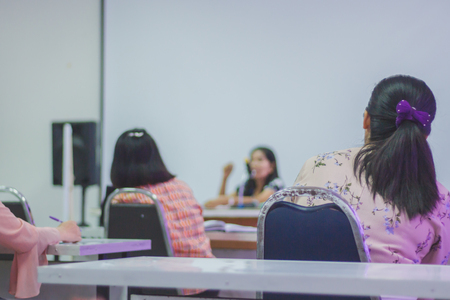 Teachers meet before the annual recess.の写真素材