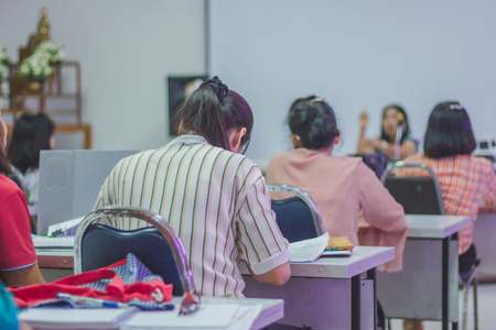 Teachers meet before the annual recess.の写真素材