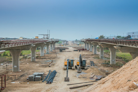 Overpass Construction for motorway Kanchanburi Thailandの写真素材