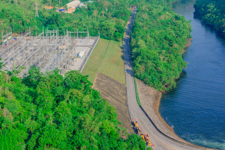 Beautiful scenery at the evening of Srinagarind dam Kanchanabui, Thailand.の写真素材
