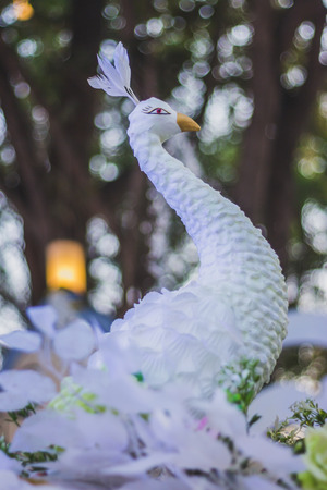 Peacock Artificial
Decoration in the temple fair in Kanchanaburi, Thailandの写真素材