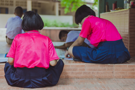 Close up to hands of Student practice drawing a picture.の写真素材