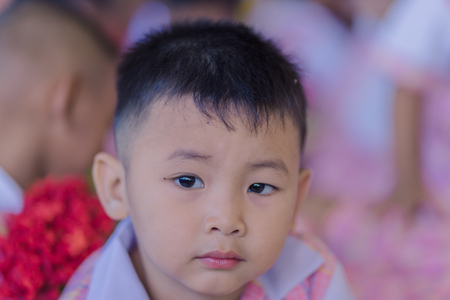 KANCHANABURI THAILAND - JUNE 14 : Unidentified students decorate pedestal tray and flower for give to teachers on Teacher Day on June 14,2018 at Watkrangthongratburana school in Kanchanaburi, Thailandのeditorial素材