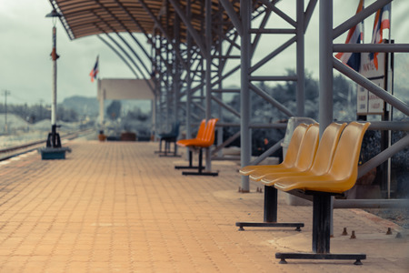 Rural train station in the lonely morning.の写真素材