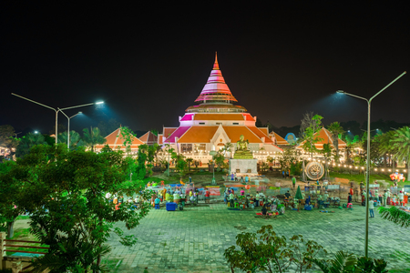 KANCHANABURI THAILAND -NOVEMBER 2 : Scenery of the 19th Supreme Patriarch (The Sangkharat) hirtorical museum when has a night market on November 2 ,2018 in Kanchanaburi, Thailand.のeditorial素材