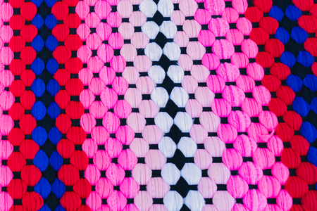 Colorful of handmade hammock.  Pattern Background, these handmade nets are comfortable for outdoor relaxingの写真素材