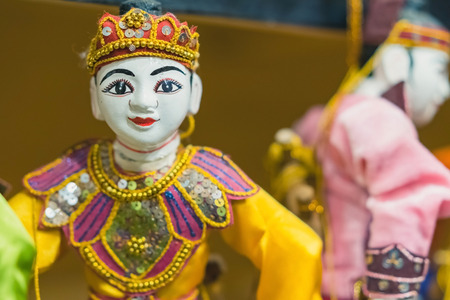 Traditional handicraft puppets for sale  in the ancient pagoda in Bagan, Myanmar