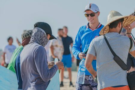 MUI NE, VIETNAM - APRIL 25 : Unidentified tourists relax and take photos on April 25, 2019 at white sand dune desert in Mui Ne, Vietnamのeditorial素材
