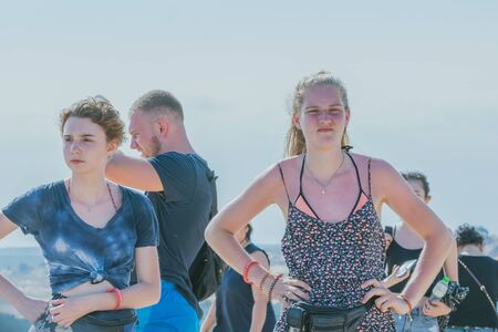 MUI NE, VIETNAM - APRIL 25 : Unidentified tourists relax and take photos on April 25, 2019 at white sand dune desert in Mui Ne, Vietnamのeditorial素材