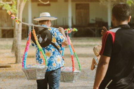 Parade in buddhist Thai monk ritual for change man to monk in ordination ceremony in buddhist go to the temple.の写真素材