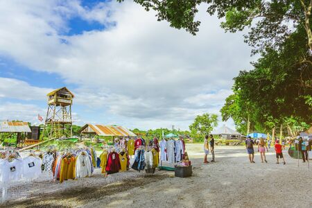 KANCHANABURI THAILAND-JULY 16,2019 : Handicrafts, homemade food, cotton clothes and more from local producers come to forming community and setting local market called World War ll Bridge Project near The Bridge on the River Kwai in Kanchanaburi Thailand.のeditorial素材