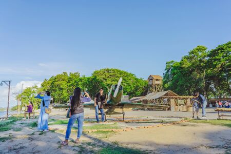 KANCHANABURI THAILAND-JULY 16,2019 : Unidentified tourists come to visit and take pictures at  World...