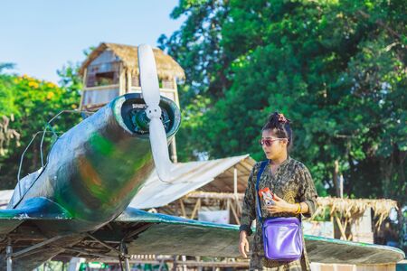 KANCHANABURI THAILAND-JULY 16,2019 : Handicrafts, homemade food, cotton clothes and more from local producers come to forming community and setting local market called World War ll Bridge Project near The Bridge on the River Kwai in Kanchanaburi Thailand.のeditorial素材