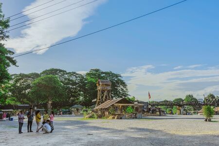 KANCHANABURI THAILAND-JULY 16,2019 : Handicrafts, homemade food, cotton clothes and more from local producers come to forming community and setting local market called World War ll Bridge Project near The Bridge on the River Kwai in Kanchanaburi Thailand.のeditorial素材