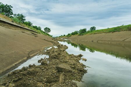 Irrigation canal or irrigation channel in concrete wall Send water from the reservoir to the...