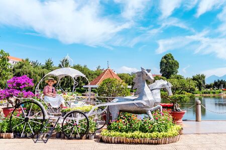 DALAT-VIETNAM-APRIL 27, 2019: Beautiful scenery of famous flower park on april 27, 2019 in DALAT, Vietnam.のeditorial素材