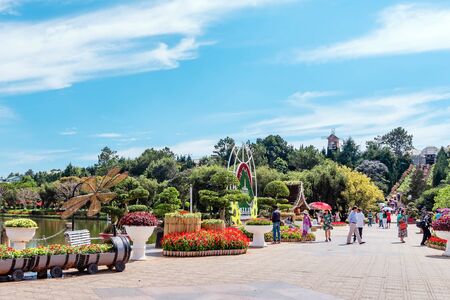 DALAT-VIETNAM-APRIL 27, 2019: Beautiful scenery of famous flower park on april 27, 2019 in DALAT,...