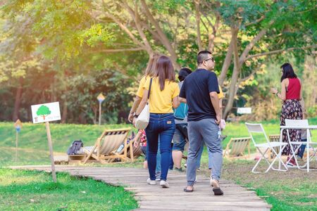 KANCHANABURI THAILAND - JANUARY 11 :   Unidentified People come to visit and relax to take pictures on January 11, 2020 at Mulberry Mellow in Kanchanaburi, Thailand.のeditorial素材