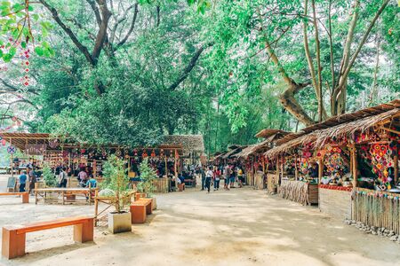 RATCHABURI THAILAND-JANUARY 19, 2020 : Handicrafts, homemade food, cotton clothes and more from local Karen villagers come to forming community and setting local market called Ohpoi Market in Ratchaburi Thailand.のeditorial素材