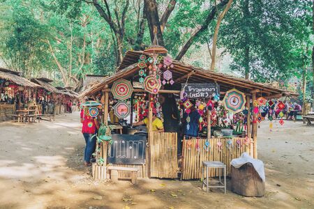 RATCHABURI THAILAND - JANUARY 19, 2020 : Handicrafts, homemade food, cotton clothes and more from...