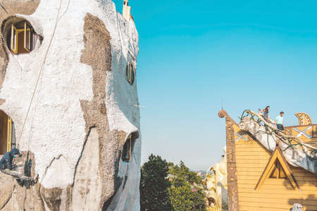 DALAT, VIETNAM. APRIL 26, 2019.Unidentified tourists come to visit at Hang Nga guesthouse, Crazy...