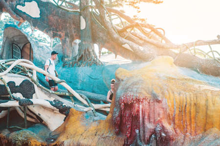 DALAT, VIETNAM. APRIL 26, 2019.Unidentified tourists come to visit at Hang Nga guesthouse, Crazy House, in Dalat, Vietnam on april 26,2019 in Dalat,Vietnam.  It is designed and constructed by Vietnamese woman architect Dang Viet Ngaのeditorial素材