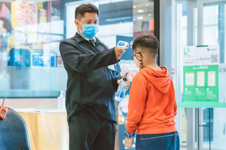 Kanchanaburi,Thailand-JULY 2,2020:Thai students wear various medical masks to prevent themselves...