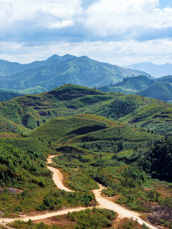 Beautiful landscape of Noen Chang Suek (Battle Elephant Hill) mountain view point is Thailand and...