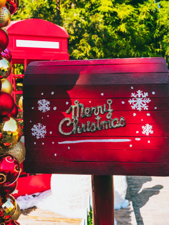 House decorated and light for Christmas and New Year Eve. Beautiful Christmas decorations outside. Decorate the place with beautiful and happy decorations for celebration of Christmas and New Year.の写真素材