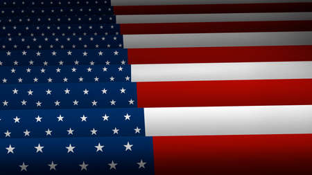flag united states of america in flagpole wave and colored crayon silhouette illustration