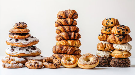 Assorted Freshly Baked Goods for Bakery Display and Culinary Promotionの素材