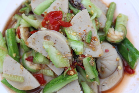 som tum with cucumberの写真素材