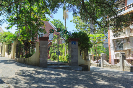 Xiamen, China - Aug 23, 2014: Gulangyu Island Street In Xiamen City, Fujian, Chinaのeditorial素材