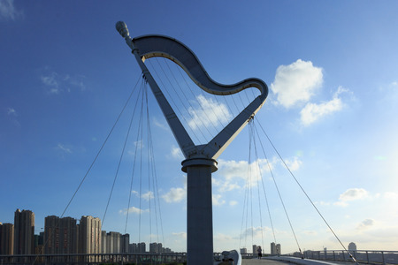 Xiamen, China - Jul 12, 2014: Harp Bridge in xiamen garden expo
