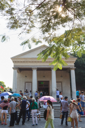 Xiamen, China - Aug 23, 2014: Tourists Walk At Gulangyu Islet Street In Xiamen City, Fujian, Chinaのeditorial素材