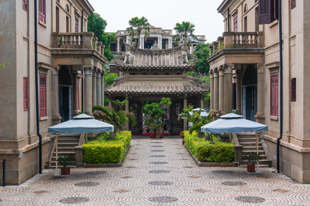Xiamen, China - May 30, 2018: Gate of Hai Tian Tang Gou Building With Blue Sky Background in Gulangyu Islandのeditorial素材