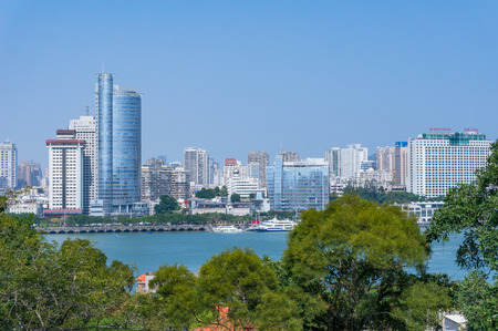 Xiamen, China - May 31, 2018: Lujinag River with Modern Building Background, Landmark of Xiamenのeditorial素材