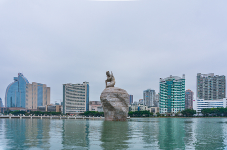 Xiamen, China - Mar 17, 2018: The Statue of Goddess of Egret at Egret Parkのeditorial素材