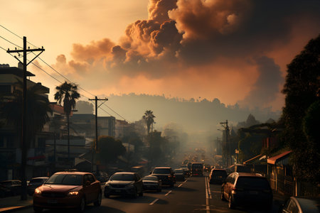Pollution of the environment. Pollution of the atmosphere. Urban Air Pollutionの素材
