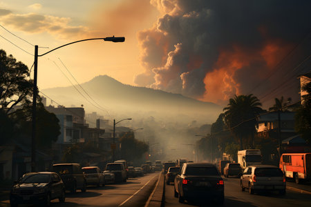 Pollution of the environment. Pollution of the atmosphere. Urban Air Pollutionの素材
