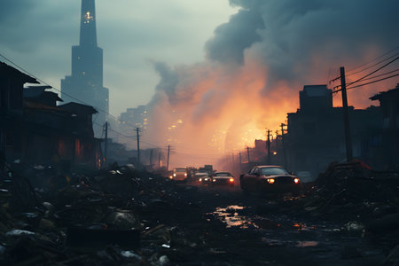 Pollution of the environment. Pollution of the atmosphere. Urban Air Pollution.の素材