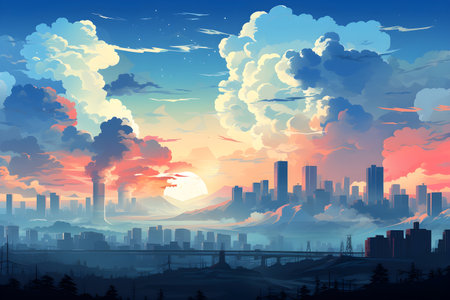 Pollution of the environment. Pollution of the atmosphere. Urban Air Pollution.の素材