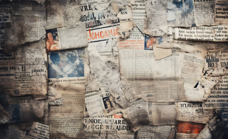 Newspaper background with collage of old newspapers and articles.の素材