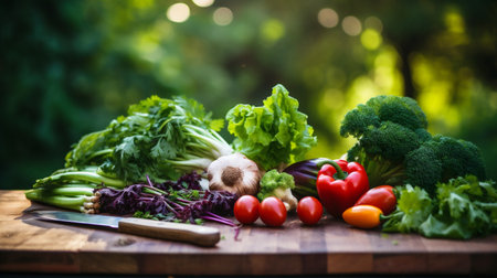 Fresh vegetables on a wooden table. Selective focus. nature.の素材